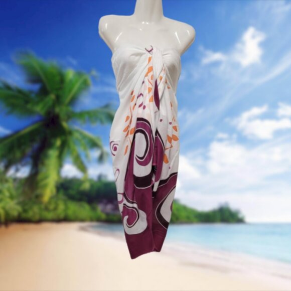 Cover Up Handpainted Cotton Batik Coverups Strapless Wrap Dress Home Accent - Picture 2 of 6